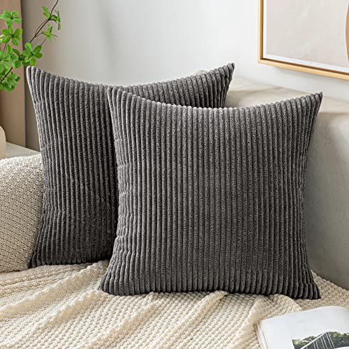 EMEMA Kissenbezug Kordsamt Zierkissenbezug Dekokissen Sofakissen 40x40 cm Kord Kissenhülle Dekorative Weiche Zierkissenbezüge Kissen für Sofa Sessel Zuhause Schlafzimmer Grau von EMEMA