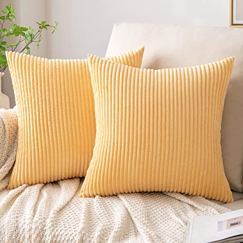 EMEMA Kissenbezug Herbst Kordsamt Zierkissenbezug Dekokissen Sofakissen 40x40 cm Kord Kissenhülle Dekorative Weiche Zierkissenbezüge Kissen für Sofa Sessel Zuhause Schlafzimmer Helles-Gelb von EMEMA