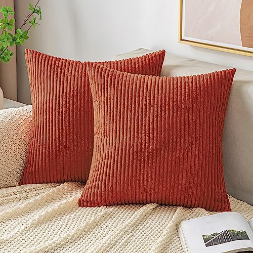 EMEMA Kissenbezug Herbst Kordsamt Zierkissenbezug Dekokissen Sofakissen 40x40 cm Kord Kissenhülle Dekorative Weiche Zierkissenbezüge Kissen für Sofa Sessel Zuhause Schlafzimmer Karamell von EMEMA