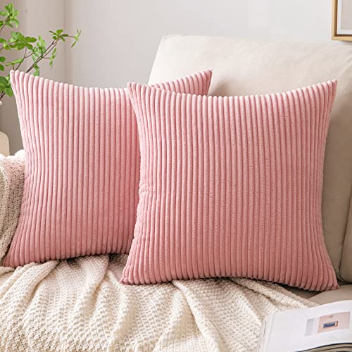 EMEMA Kissenbezug Kordsamt Zierkissenbezug Dekokissen Sofakissen 40x40 cm Kord Kissenhülle Dekorative Weiche Zierkissenbezüge Kissen für Sofa Sessel Zuhause Schlafzimmer Pfirsich von EMEMA