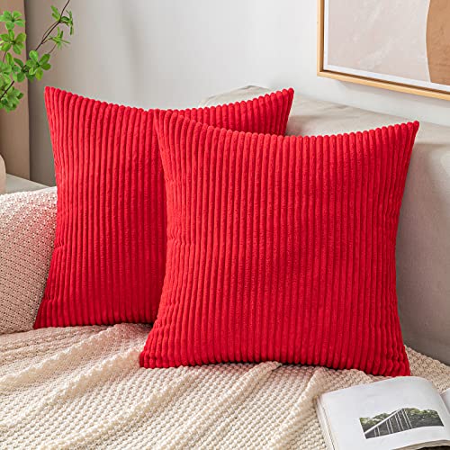 EMEMA Kissenbezug Kordsamt Zierkissenbezug Dekokissen Sofakissen 40x40 cm Kord Kissenhülle Dekorative Weiche Zierkissenbezüge Kissen für Sofa Sessel Zuhause Schlafzimmer Rot von EMEMA