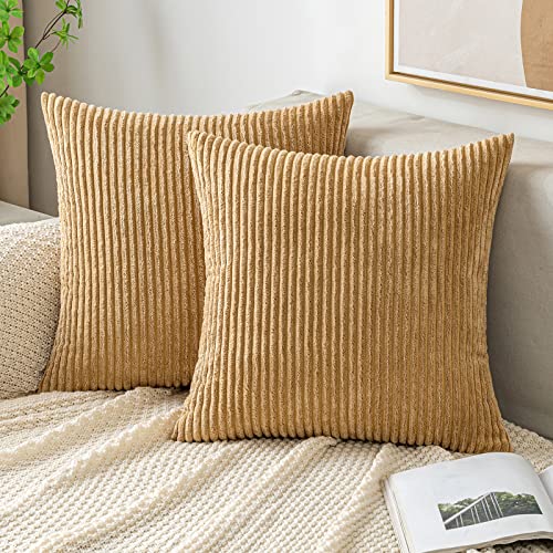 EMEMA Kissenbezug Kordsamt Zierkissenbezug Dekokissen Sofakissen 40x40 cm Kord Kissenhülle Dekorative Weiche Zierkissenbezüge Kissen für Sofa Sessel Zuhause Schlafzimmer Taupe von EMEMA