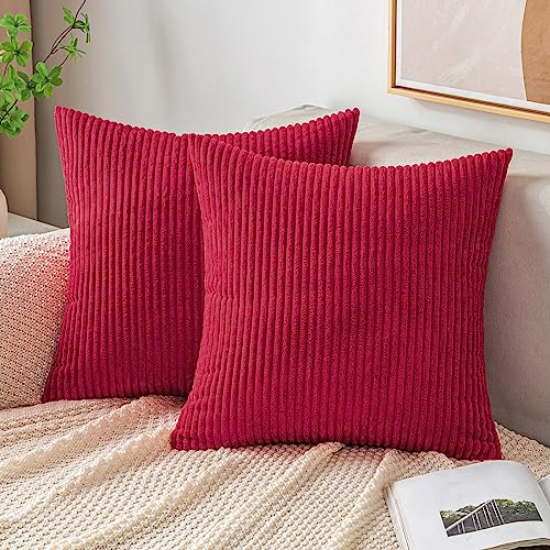 EMEMA Kissenbezug Kordsamt Zierkissenbezug Dekokissen Sofakissen 45x45 cm Kord Kissenhülle Dekorative Weiche Zierkissenbezüge Kissen für Sofa Sessel Zuhause Schlafzimmer Magenta von EMEMA