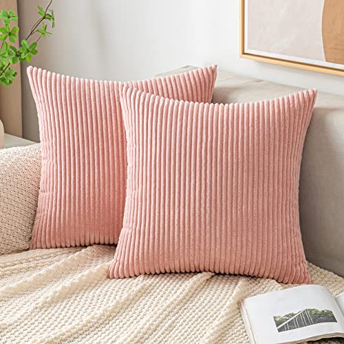 EMEMA Kissenbezug Kordsamt Zierkissenbezug Dekokissen Sofakissen 45x45 cm Kord Kissenhülle Dekorative Weiche Zierkissenbezüge Kissen für Sofa Sessel Zuhause Schlafzimmer Rosa von EMEMA