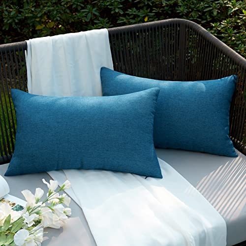 EMEMA Kissenbezug Outdoor Wasserdicht Sofakissen Wasserfest Dekokissen Kissenbezüge Dekorativ Kissen Kissenhülle aus Polyster für Garten Sofa Wohnzimmer Bett 2er Set 30x50 cm Navy blau von EMEMA