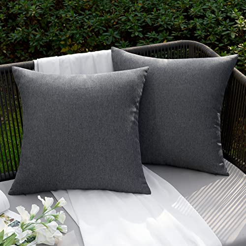 EMEMA Kissenbezug Outdoor Wasserdicht Sofakissen Wasserfest Dekokissen Kissenbezüge Dekorativ Kissen Kissenhülle aus Polyster für Garten Sofa Wohnzimmer Bett 2er Set 40x40 cm Dunkelgrau von EMEMA