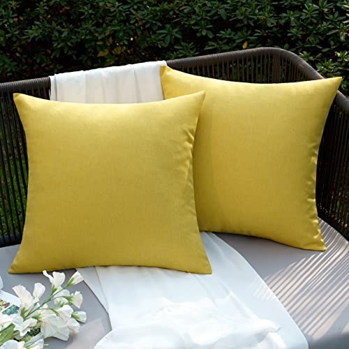 EMEMA Kissenbezug Outdoor Wasserdicht Sofakissen Wasserfest Dekokissen Kissenbezüge Dekorativ Kissen Kissenhülle aus Polyster für Garten Sofa Wohnzimmer Bett 2er Set 40x40 cm Gelb von EMEMA