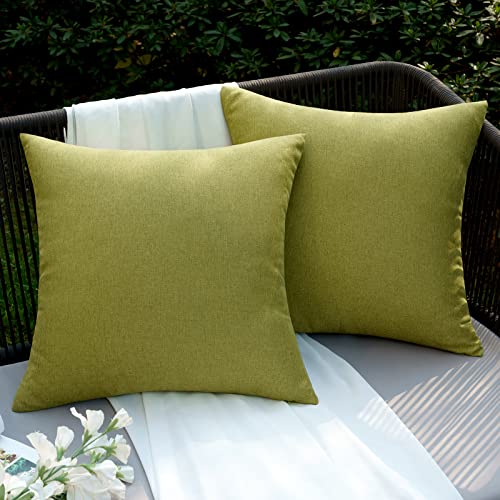 EMEMA Kissenbezug Outdoor Wasserdicht Sofakissen Wasserfest Dekokissen Kissenbezüge Dekorativ Kissen Kissenhülle aus Polyster für Garten Sofa Wohnzimmer Bett 2er Set 45x45 cm Gras-Grün von EMEMA