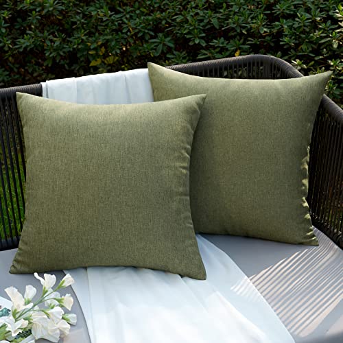 EMEMA Kissenbezug Outdoor Wasserdicht Sofakissen Wasserfest Dekokissen Kissenbezüge Dekorativ Kissen Kissenhülle aus Polyster für Garten Sofa Wohnzimmer Bett 2er Set 50x50 cm Dunkelgrün von EMEMA