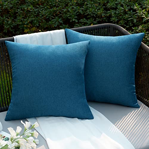 EMEMA Kissenbezug Outdoor Wasserdicht Sofakissen Wasserfest Dekokissen Kissenbezüge Dekorativ Kissen Kissenhülle aus Polyster für Garten Sofa Wohnzimmer Bett 2er Set 50x50 cm Navy blau von EMEMA