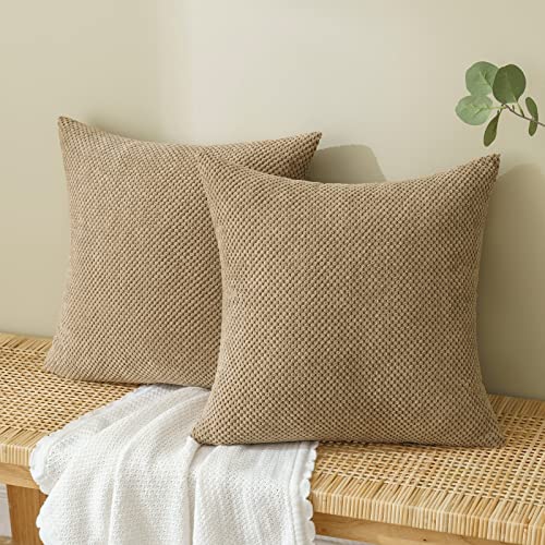 EMEMA Kordsamt Kissenbezug Dekorative Granulat Sofakissen Dekokissen Kissenbezüge Kissenhülle Couchkissen Überwurf Kissen Bezug Zierkissen für Couch Sofa Wohnzimmer 2er Set 40x40 cm Braun von EMEMA