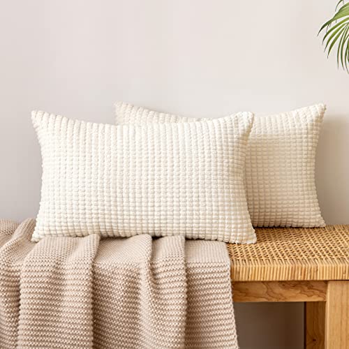 EMEMA Kordsamt Kissenbezug Granulat Dekorative Sofakissen Dekokissen Kissenbezüge Couchkissen Kissenhülle Weich Kissen Bezug Zierkissen für Sofa Couch Wohnzimmer 2er Set 30x50 cm Beige von EMEMA