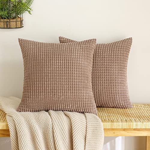 EMEMA Kordsamt Kissenbezug Granulat Dekorative Sofakissen Dekokissen Kissenbezüge Couchkissen Kissenhülle Weich Kissen Bezug Zierkissen für Sofa Couch Wohnzimmer 2er Set 40x40 cm Dunkelbraun von EMEMA