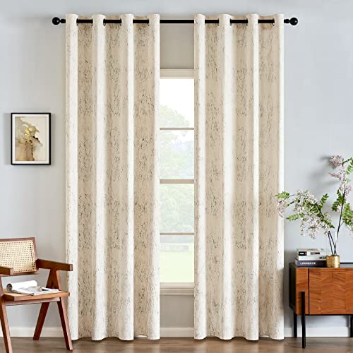 EMEMA Samtvorhänge Vorhang Blickdicht Vorhänge mit Ösen Gardinen Deko Ösenvorhang Dekoschal Dekogardinen für Schlafzimmer Wohnzimmer 2er Set 140 x 280 cm(B x H) Milchweiß von EMEMA