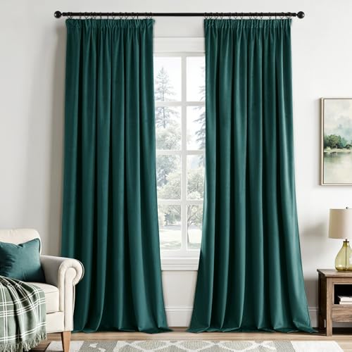 EMEMA Samtvorhang mit Kräuselband Smaragdgrün Samt Gardinen Deko Blickdichte Vorhänge 2er Set Schöne Dicke und Schwere Wohnzimmer Schlafzimmer Verdunkelung Thermovorhang Samt kräuselband, H245xB140 cm EMEMA Samtvorhang mit Kräuselband Smaragdgrün Samt Gardinen Deko Blickdichte Vorhänge 2er Set Schöne Dicke und Schwere Wohnzimmer Schlafzimmer Verdunkelung Thermovorhang Samt kräuselband, H245xB140 cm von EMEMA