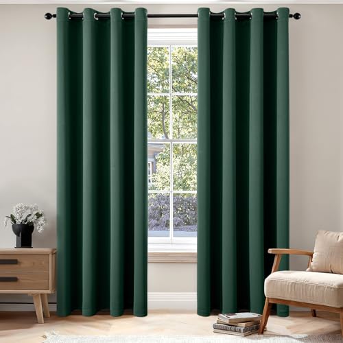 EMEMA Vorhänge Dunkelgrün Blickdicht mit Ösen 225 CM Lang, Weiche Verdunklungsvorhänge von Räumen 2er Set Abdunkelnde Vorhänge für Wohnzimmer Schlafzimmer Blickdichte Ösenvorhänge Jeder H225 x B140 CM EMEMA Vorhänge Dunkelgrün Blickdicht mit Ösen 225 CM Lang, Weiche Verdunklungsvorhänge von Räumen 2er Set Abdunkelnde Vorhänge für Wohnzimmer Schlafzimmer Blickdichte Ösenvorhänge Jeder H225 x B140 CM von EMEMA