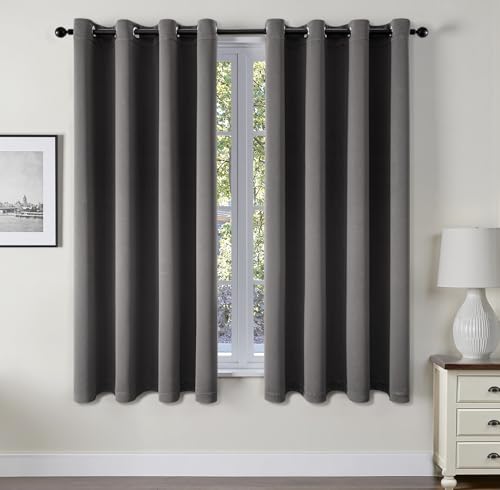 EMEMA Vorhänge Grau Blickdicht mit Ösen 145 cm Lang, Weiche Verdunklungsvorhänge von Räumen, 2er Set Abdunkelnde Vorhänge für Wohnzimmer Schlafzimmer, Blickdichte Ösenvorhänge Jeder H145 x B140 cm EMEMA Vorhänge Grau Blickdicht mit Ösen 145 cm Lang, Weiche Verdunklungsvorhänge von Räumen, 2er Set Abdunkelnde Vorhänge für Wohnzimmer Schlafzimmer, Blickdichte Ösenvorhänge Jeder H145 x B140 cm von EMEMA