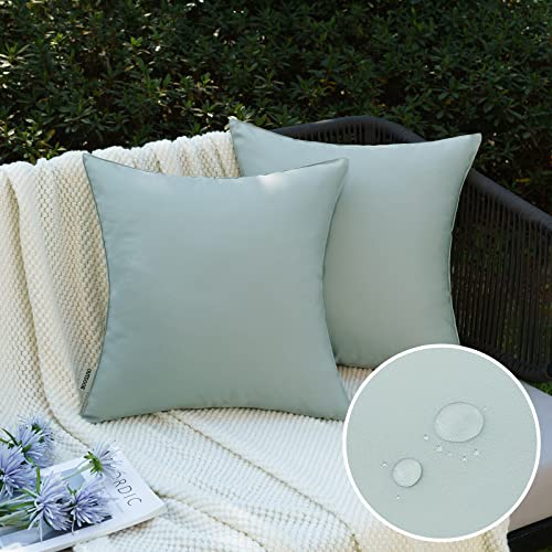 EMEMA Wasserdicht Kissenbezug Outdoor Sofakissen Wasserfest Kissenhülle Dekokissen Kissenbezüge Dekorativ Kissen aus Polyster für Garten Sofa Wohnzimmer 2er Set 45x45 cm Hellgrau von EMEMA