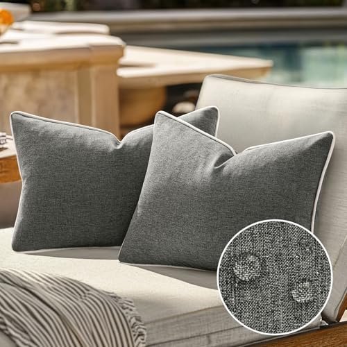EMEMA Wasserfest Kissenbezug Outdoor Wasserdicht Sofakissen Dekokissen Kissenbezüge Dekorativ Kissen Kissenhülle aus Polyster für Garten Sofa Wohnzimmer Bett 2er Set 30x50 cm Dunkelgrau EMEMA Wasserfest Kissenbezug Outdoor Wasserdicht Sofakissen Dekokissen Kissenbezüge Dekorativ Kissen Kissenhülle aus Polyster für Garten Sofa Wohnzimmer Bett 2er Set 30x50 cm Dunkelgrau von EMEMA