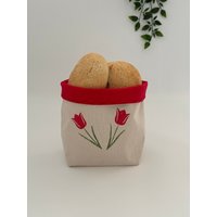 Tulpen-stoffkorb Reversibeler Baumwoll-Canvas-Brotkorb, Umweltfreundlicher Organizer von EMENAhome