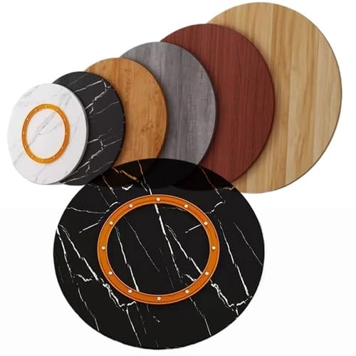 EMENKD 80 100cm Großer Lazy Susan Drehteller Aus Holz, Runder Drehbarer Tischaufsatz, Drehbare Servierplatte Für Esstisch Und Küche(Black Stripes,60cm/24) von EMENKD