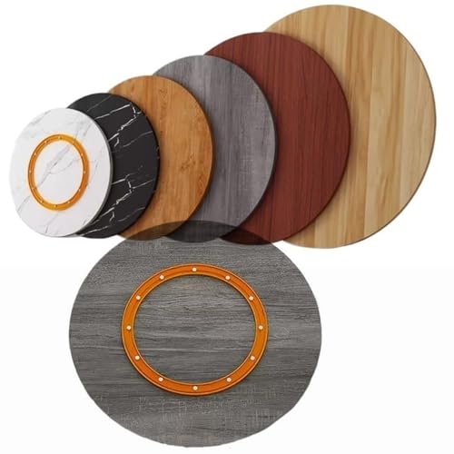 EMENKD 80 100cm Großer Lazy Susan Drehteller Aus Holz, Runder Drehbarer Tischaufsatz, Drehbare Servierplatte Für Esstisch Und Küche(Gray Oak,60cm/24) von EMENKD
