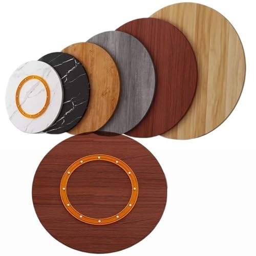 EMENKD 80 100cm Großer Lazy Susan Drehteller Aus Holz, Runder Drehbarer Tischaufsatz, Drehbare Servierplatte Für Esstisch Und Küche(Teak,60cm/24) von EMENKD