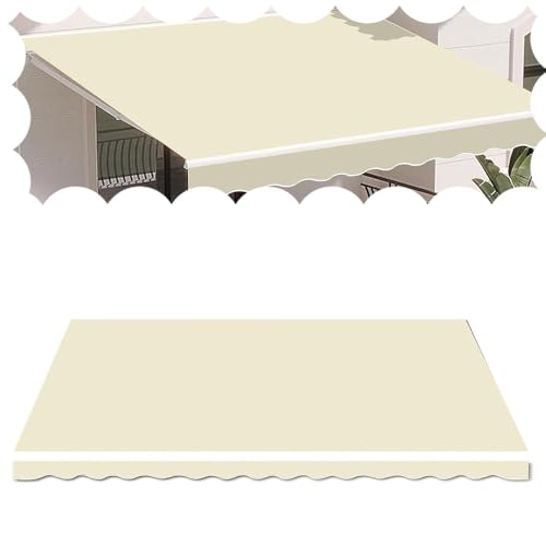 EMENKD Ersatz-Sonnenschutz Aus Stoff Für Außenmarkisen, Einziehbare Terrassenmarkise, UV- Und Wasserbeständig, 100% Polyestergewebe, Gestreifte Sonnenschutzabdeckung(Beige,13x10ft(400x300cm)) von EMENKD