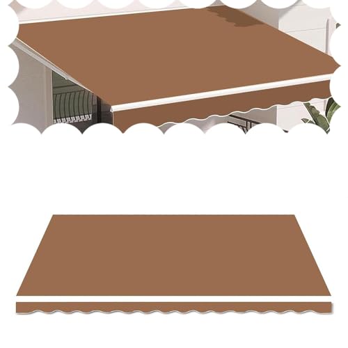 EMENKD Ersatz-Sonnenschutz Aus Stoff Für Außenmarkisen, Einziehbare Terrassenmarkise, UV- Und Wasserbeständig, 100% Polyestergewebe, Gestreifte Sonnenschutzabdeckung(Coffee,16x10ft(485x300cm)) von EMENKD