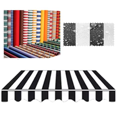EMENKD Ersatzstoff Für Die Terrasse, Manuell Einziehbarer Markisenstoff, Sonnenschutz-Abdeckungssegeltuch, 280 G/m² UV- Und Wasserbeständiger Polyesterstoff(Black,16x10ft(485x300cm)) von EMENKD