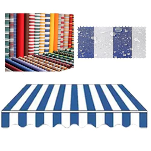 EMENKD Ersatzstoff Für Die Terrasse, Manuell Einziehbarer Markisenstoff, Sonnenschutz-Abdeckungssegeltuch, 280 G/m² UV- Und Wasserbeständiger Polyesterstoff(Blue,16x10ft(485x300cm)) von EMENKD