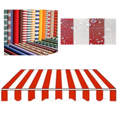 EMENKD Ersatzstoff Für Die Terrasse, Manuell Einziehbarer Markisenstoff, Sonnenschutz-Abdeckungssegeltuch, 280 G/m² UV- Und Wasserbeständiger Polyesterstoff(Red,16x10ft(485x300cm)) von EMENKD