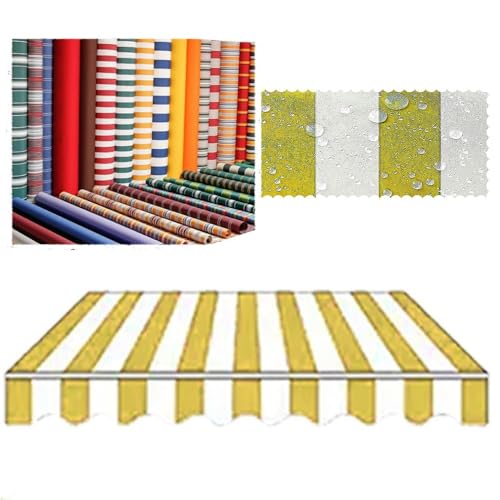 EMENKD Ersatzstoff Für Die Terrasse, Manuell Einziehbarer Markisenstoff, Sonnenschutz-Abdeckungssegeltuch, 280 G/m² UV- Und Wasserbeständiger Polyesterstoff(Yellow,16x10ft(485x300cm)) von EMENKD