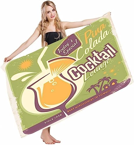 EMENZA Cocktail Strandtuch Groß 90 x 180 cm, 3D Hawaii Microfaser Strandtuch Badetuch, Schnelltrocknend Strandtücher Herren Frauen Badetücher, Strandlaken, Handtuch, Strandhandtuch, Handtücher von EMENZA