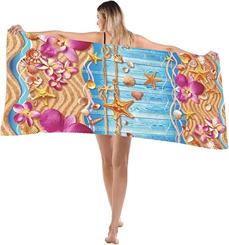 EMENZA Orchidee Strandtuch 150 x 200 cm, 3D Seestern Microfaser Strandtuch Badetuch Groß, Schnelltrocknend Strandtücher Herren Frauen Badetücher, Strandlaken, Handtuch, Strandhandtuch von EMENZA