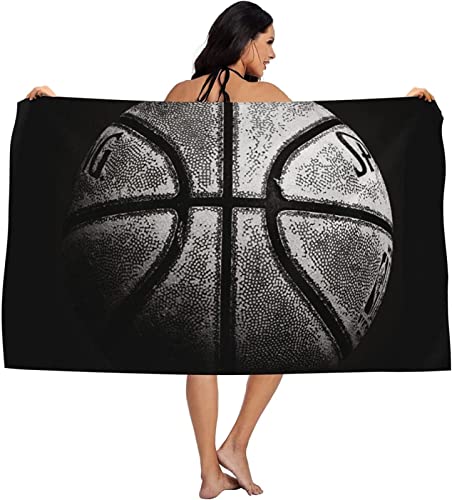 EMENZA Strandtuch Groß 100 x 200 cm Schwarz, Microfaser Handtücher Badetuch Strandlaken Handtuch Basketball, Schnell Trocknen Strandhandtuch Badetücher Herren Frauen Strandtücher Badehandtuch von EMENZA