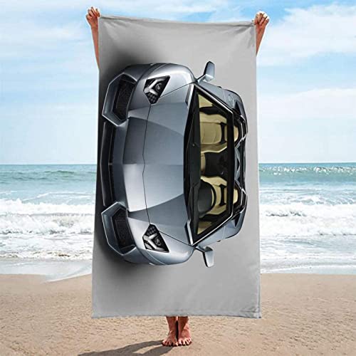 EMENZA Strandtuch Groß 100 x 200 cm Silberner Sportwagen, Microfaser Handtücher Badetuch Strandlaken Handtuch, Schnell Trocknen Strandhandtuch Badetücher Herren Frauen Strandtücher Badehandtuch von EMENZA