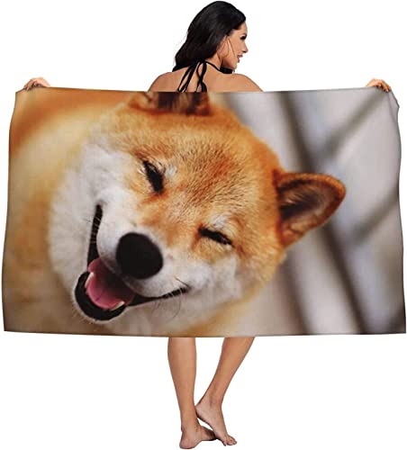 EMENZA Strandtuch Groß 70 x 150 cm Lustiger Shiba Inu, Microfaser Handtücher Badetuch Strandlaken Handtuch Tier, Schnell Trocknen Strandhandtuch Badetücher Herren Frauen Strandtücher Badehandtuch von EMENZA