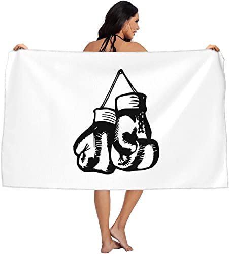 EMENZA Strandtuch Groß 90 x 180 cm Schwarz, Microfaser Handtücher Badetuch Strandlaken Handtuch Boxhandschuhe, Schnell Trocknen Strandhandtuch Badetücher Herren Frauen Strandtücher Badehandtuch von EMENZA