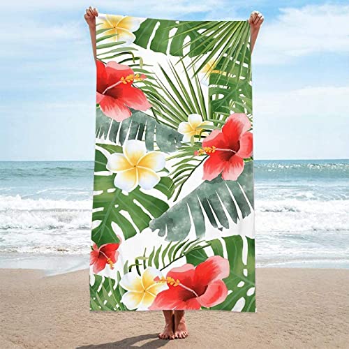 EMENZA Tropisch Strandtuch 100 x 200 cm, 3D Hibiskus Microfaser Strandtuch Badetuch Groß, Schnelltrocknend Strandtücher Herren Frauen Badetücher, Strandlaken, Handtuch, Strandhandtuch von EMENZA