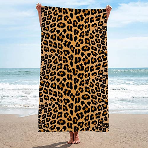 Strandtuch Groß 90 x 180 cm Leopardenmuster, 3D Leopardenmuster Strandtuch Microfaser Handtücher Badetuch Strandlaken Handtuch, Schnell Trocknen Strandhandtuch Badetücher Herren Frauen Strandtücher von EMENZA