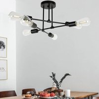 Traditionelle Deckenlampe 6-Leuchten Mattschwarz E27 von EMERITPRO