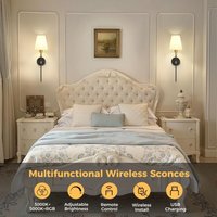 Wandlampe mit Fernbedienung Hanfschirm Schwarz-Gold 2er Pack mit Aufladebirne Wandlampe mit Fernbedienung Hanfschirm Schwarz-Gold 2er Pack mit Aufladebirne von EMERITPRO