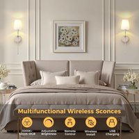 Wandlampe mit Fernbedienung Kegelförmiger Stoffschirm Gebürstetes Nickel 2er Pack mit Aufladebirne von EMERITPRO