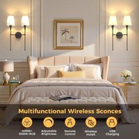 Wandlampe mit Fernbedienung Zweiköpfiger Stoffschirm Mattschwarz 2er Pack mit Aufladebirne Wandlampe mit Fernbedienung Zweiköpfiger Stoffschirm Mattschwarz 2er Pack mit Aufladebirne von EMERITPRO