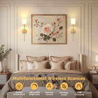 Wandlampe mit Fernbedienung Zylinderförmiger Stoffschirm Gebürsteter Kupfer 2er Pack mit Aufladebirne Wandlampe mit Fernbedienung Zylinderförmiger Stoffschirm Gebürsteter Kupfer 2er Pack mit Aufladebirne von EMERITPRO