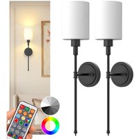 Wandlampe mit Fernbedienung Zylinderförmiger Stoffschirm Mattschwarz 2er Pack mit Aufladebirne Wandlampe mit Fernbedienung Zylinderförmiger Stoffschirm Mattschwarz 2er Pack mit Aufladebirne von EMERITPRO