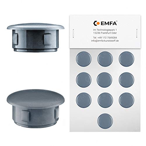 EMFA Abdeckstopfen für Bohrung Durchmesser 20 mm Anthrazit RAL 7016 Blindstopfen Abdeckkappen Endkappen Verschlusskappen 10 Stück Kopfdurchmesser 24 mm, Borloch 2 cm von EMFA