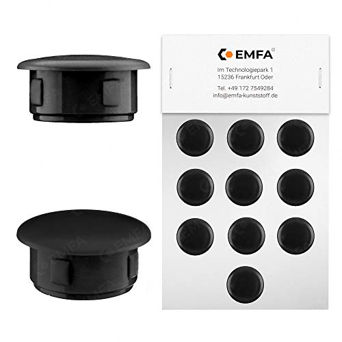 EMFA Abdeckstopfen für Bohrung Durchmesser 8 mm Schwarz RAL 9005 Blindstopfen Abdeckkappen Endkappen Verschlusskappen 50 Stück Kopfdurchmesser 13 mm, Borloch 0,8 cm von EMFA