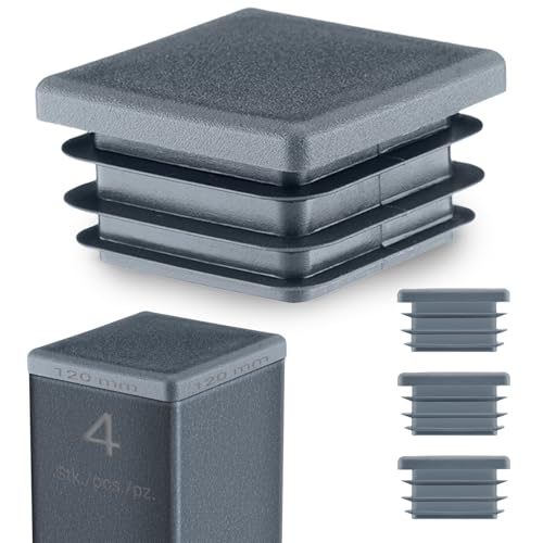 EMFA Lamellenstopfen 120x120 mm Anthrazit – Kunststoff Vierkantstopfen für Vierkantrohre | Endkappen zur Rohrabdeckung - 4 Stück von EMFA
